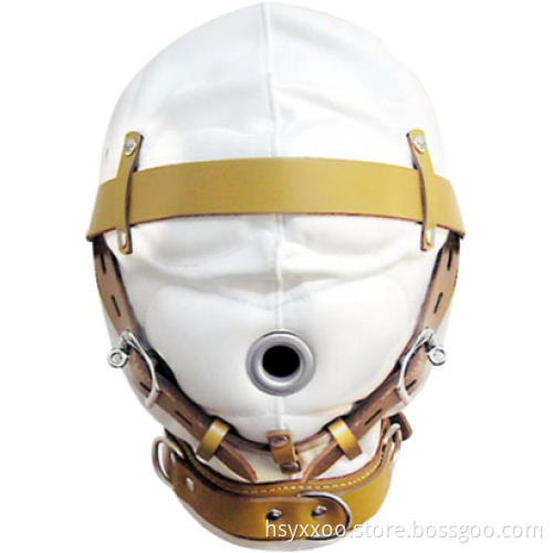 White Leather Hood bondage harness Adult Sex Sex Toy Full Hood Full Mask With Open mouth Hood Sexy Adult Novelty Product